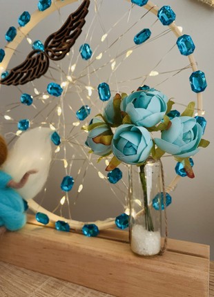 A lamp with a blue angel and flowers, room decor, room lighting9 photo