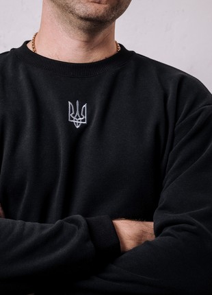 Men's sweatshirt with embroidery "Classic tryzub" black4 photo