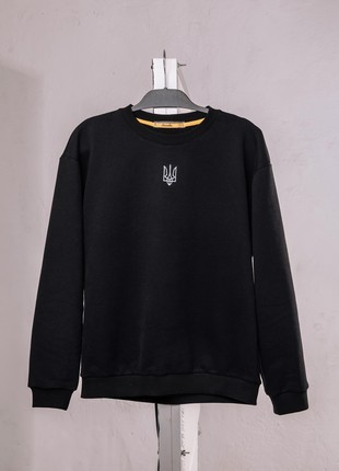 Men's sweatshirt with embroidery "Classic tryzub" black7 photo