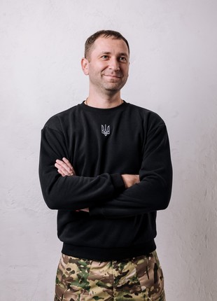 Men's sweatshirt with embroidery "Classic tryzub" black