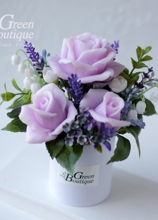 Interior bouquet of soap Lilac roses