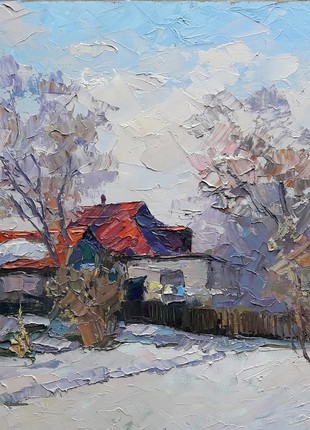 Oil painting House with a red roof Serdyuk Boris Petrovich nSerb317