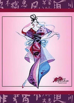 Designer scarf " diva of pink dreams ,, from the designer art sana3 photo