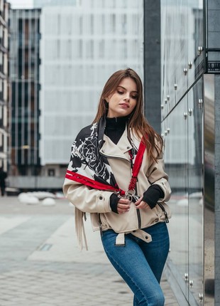 Scarf "red viburnum of Ukraine”” from the brand MyScarf. Decorated with natural rhodonite3 photo