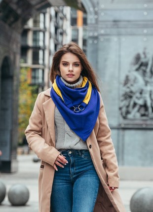 Stylish scarf double-sided scarf ,,,Ukrainian color,,  with original clasp, unisex