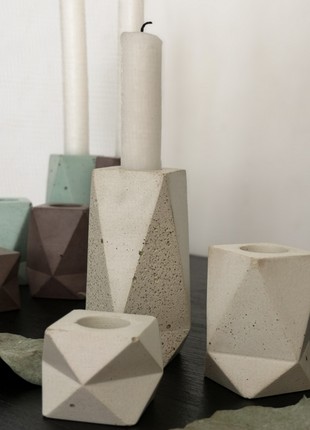 Set of concrete candle holders3 photo