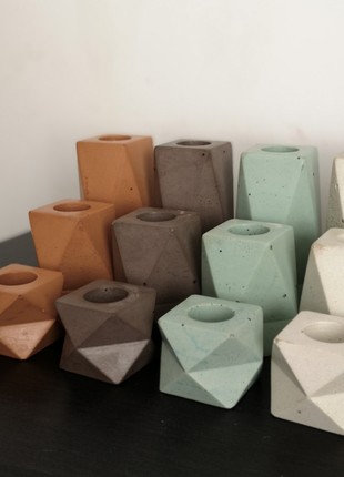 Set of concrete candle holders4 photo