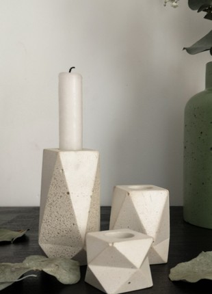 Set of concrete candle holders7 photo