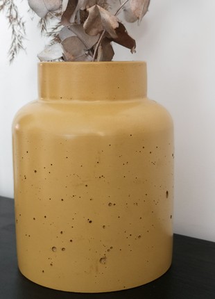 Yellow concrete vase for flowers4 photo