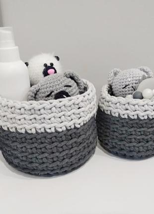 Set of gray baskets, 2 pcs.3 photo