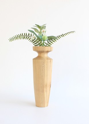 Unique vase handmade,  tall natural wooden dried flower vase, minimalist centerpiece table decor4 photo