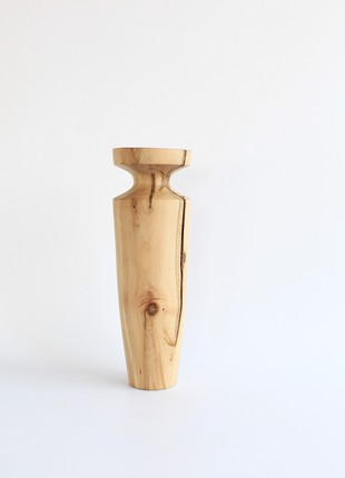 Unique vase handmade,  tall natural wooden dried flower vase, minimalist centerpiece table decor7 photo