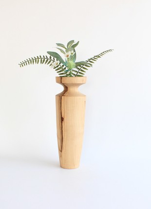 Unique vase handmade,  tall natural wooden dried flower vase, minimalist centerpiece table decor8 photo