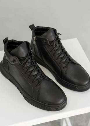 Men's sneakers made of leather with insulation - warm shoes "Sergio 578" for the cold season!
