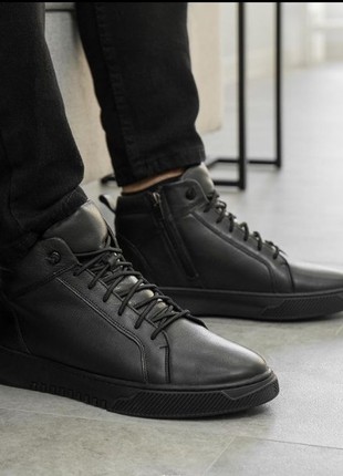 Men's sneakers made of leather with insulation - warm shoes "Sergio 578" for the cold season!10 photo