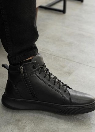 Men's sneakers made of leather with insulation - warm shoes "Sergio 578" for the cold season!4 photo