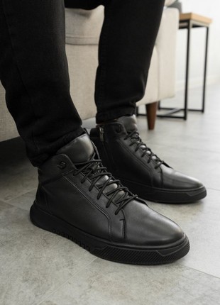 Men's sneakers made of leather with insulation - warm shoes "Sergio 578" for the cold season!1 photo