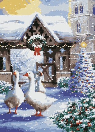 Paint by numbers gift idea kit diy painting kit on canvas with frame Christmas geese 40x50