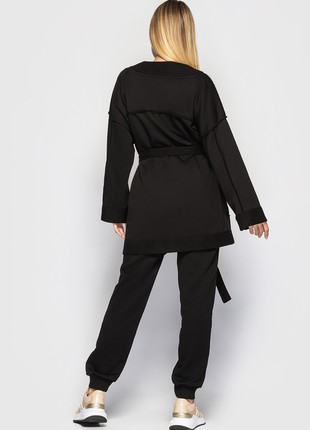 The suit with a cardigan and loose trousers black3 photo