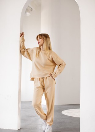 Set of sweatshirt with slits and pants with cuffs on ties Sand2 photo