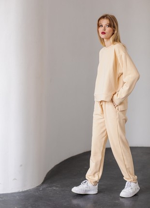 Set of sweatshirt with slits and pants with cuffs on ties Sand3 photo