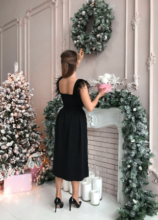 Strappy dress with removable ostrich feathers3 photo