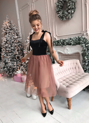 Tutu dress black with pink tulle