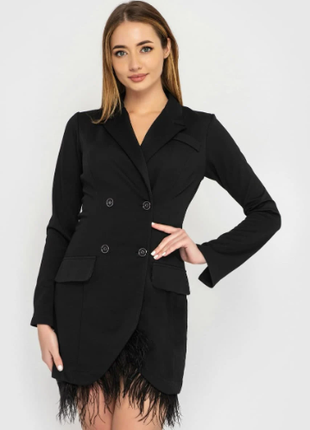 Dress-jacket of a fitted silhouette with feathers2 photo