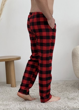 Men's pajama pants COZY home made of red/black flannel F700P2 photo