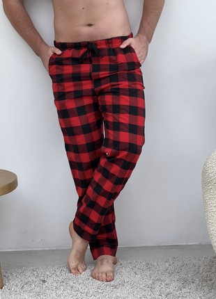 Man's pajama set COZY (pants + t-shirt) red/black F700P+f016 photo