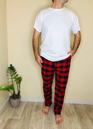 Man's pajama set COZY (pants + t-shirt) red/black F700P+f011 photo