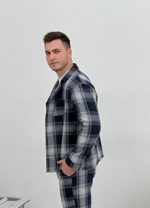 Pajamas for people COZY flannel (trousers+t-shirt+shirt) clitina dark blue/sira F601P+f017 photo