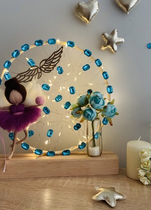 A lamp with a lilac angel and blue flowers, room decoration, home lighting4 photo