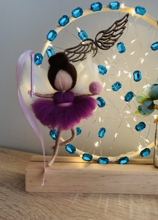 A lamp with a lilac angel and blue flowers, room decoration, home lighting5 photo