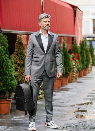 Single-breasted men's two-piece suit gray1 photo