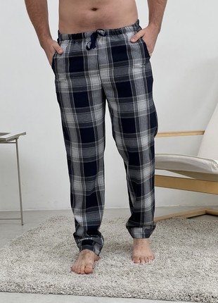 Pajamas for people COZY made of flannel (pants+longsleeve) navy blue/sira F600P+L047 photo