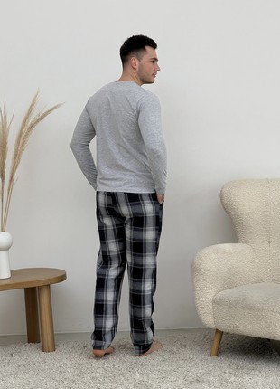 Pajamas for people COZY made of flannel (trousers+longsleeve) navy blue/sira F600P+L032 photo