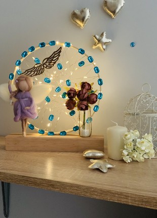 Night light with an original purple angel and beige flowers, night light for the room, home decor decoration3 photo