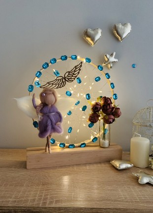 Night light with an original purple angel and beige flowers, night light for the room, home decor decoration7 photo