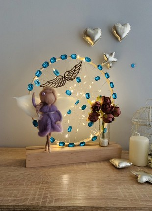 Night light with an original purple angel and beige flowers, night light for the room, home decor decoration9 photo