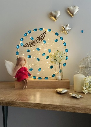 A lamp with a pink angel and yellow flowers, home decoration, room lighting4 photo