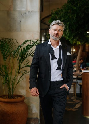 Two-piece suit single-breasted men's black3 photo