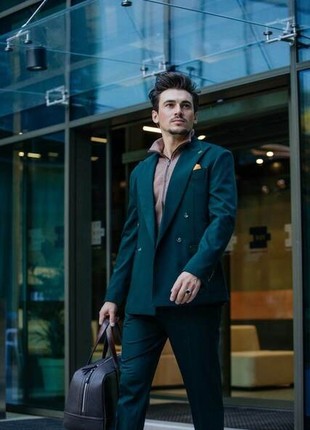 Men's emerald double-breasted suit