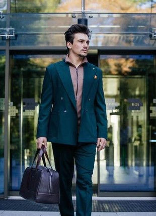 Men's emerald double-breasted suit2 photo