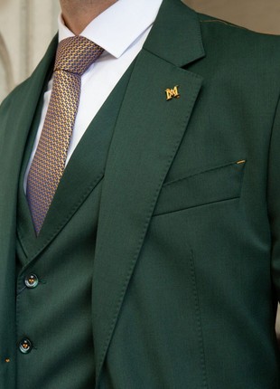 Single-breasted three-piece suit for men, emerald2 photo