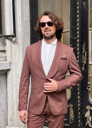 Men's two-piece brown single-breasted suit2 photo