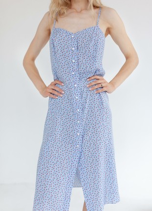 Floral print dress in blue color3 photo