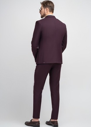 Single-breasted men's burgundy three-piece suit2 photo