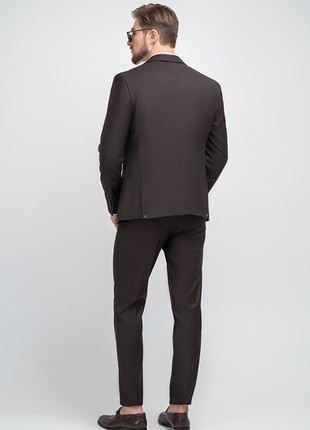 Single-breasted men's brown three-piece suit2 photo