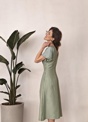 Linen dress with silk sleeves3 photo